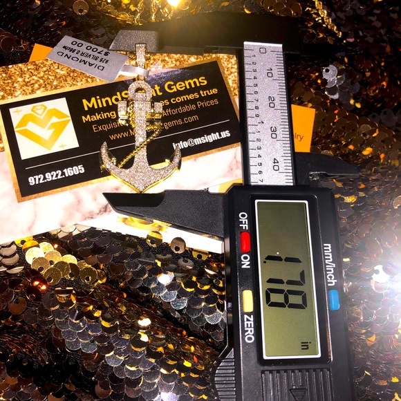 10k gold vermeil anchor real diamond pendant, not CZ not Moissanite, huge sale - Picture 1 of 7